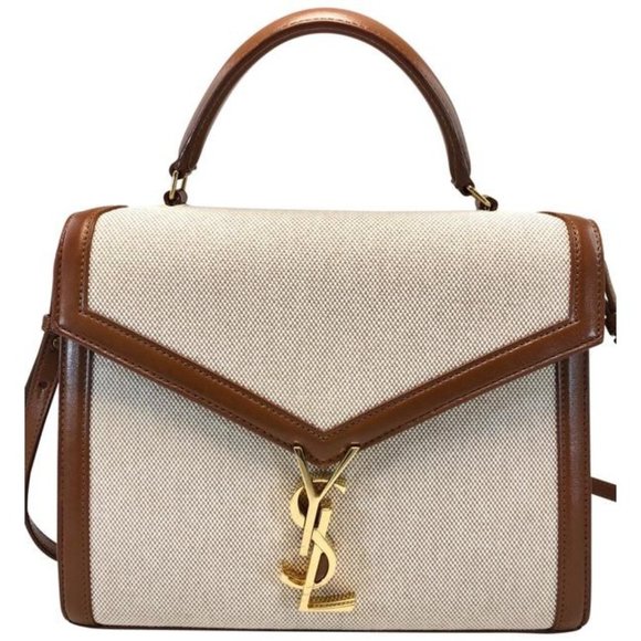 SAINT LAURENT Cassandre Leather And Canvas Satchel - Picture 1 of 12